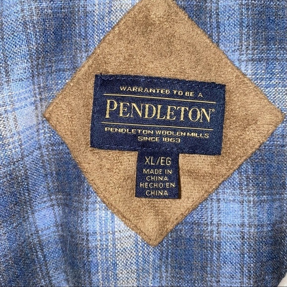 Pendleton Sherpa Cream Zip Jacket Blue Plaid Accents XL Gorpcore cozy - Picture 10 of 15